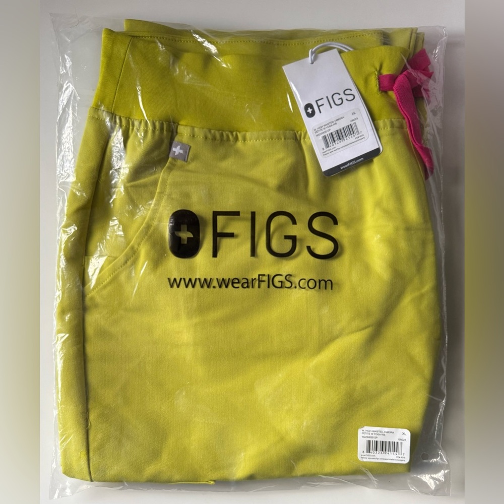 FIGS High Waisted Zamora Petite W Yoga WB Scrub Pants Limeade Womens Size XL NEW